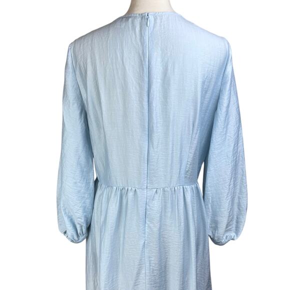 Club Monaco Light Blue Easy Tiered 3/4 Sleeve Billowy Vacation Comfy Midi Dress - Picture 10 of 16